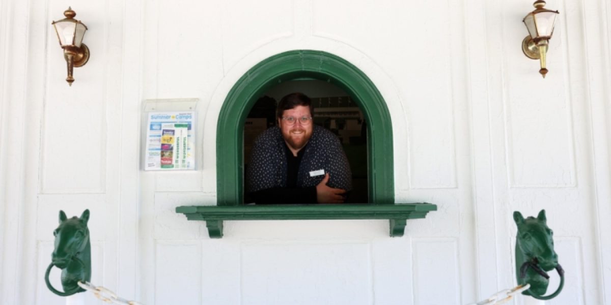 OGUNQUIT, ME - MAY 11: Robin Fowler, box office manager for the Ogunquit Playhouse, awaits customers before a matinee of "Beautiful: The Carole King Musical" on Sunday. (Staff photo by Ben McCanna/Staff Photographer)