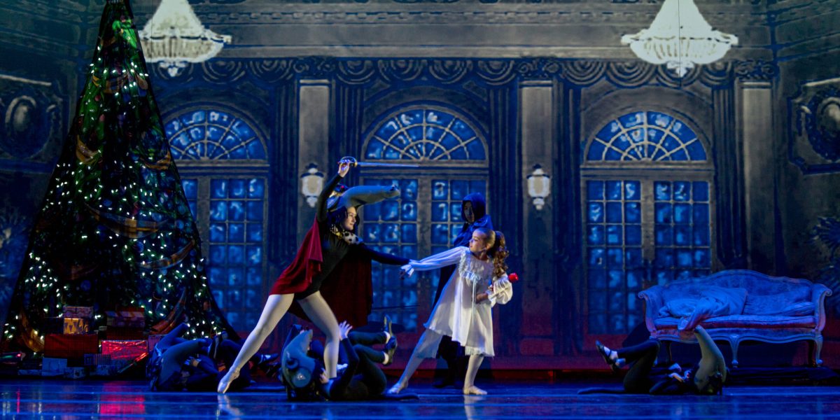 A prior SSBT production of The Nutcracker, featuring Clara and Drosselmeyer, image by Maura Longueil